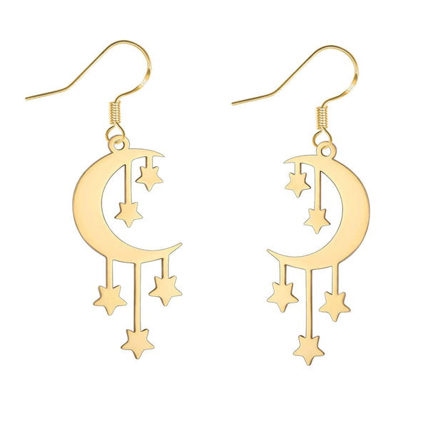 Stars drop earrings • star dangle earrings • Gold star earrings dangle.