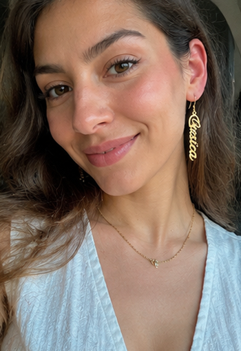 Personalized Gold Vertical Name Earrings for Women