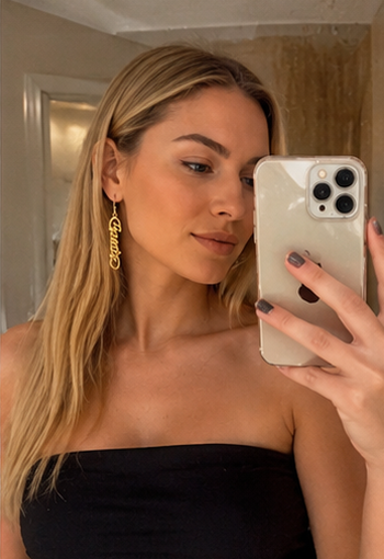Personalized Gold Vertical Name Earrings for Women