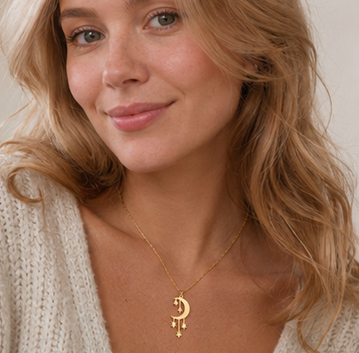 Moon and Star Pendant Necklace